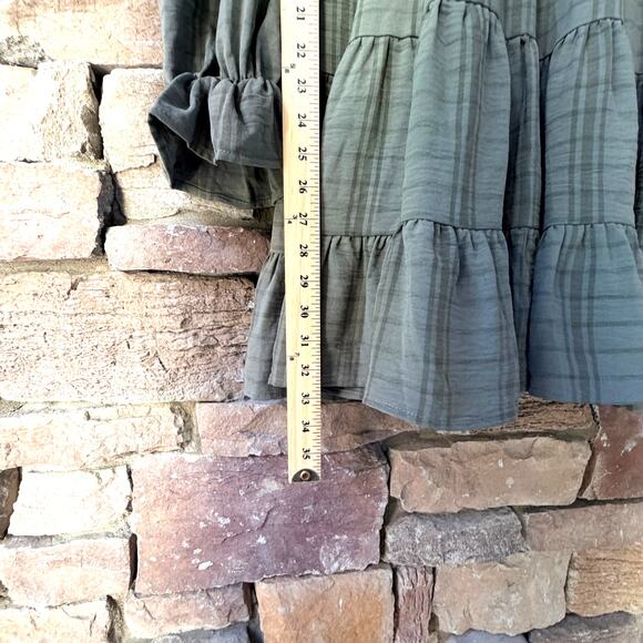 NEW Altar'd State M Peasant Boho Sage Green Tiered Puff Sleeve Womens Mini Dress - Picture 11 of 11